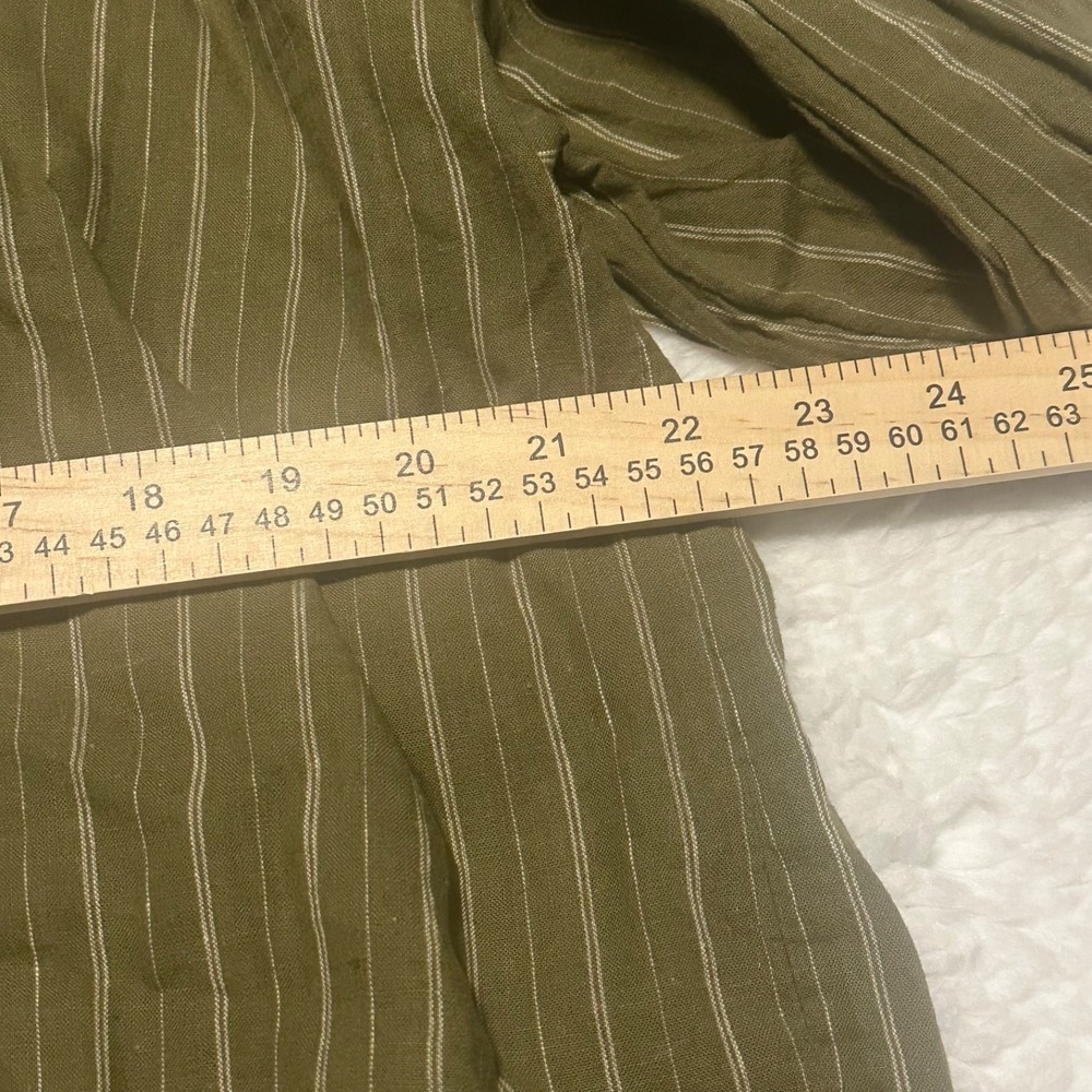 Free People Under The Boardwalk Tunic‎ Top XS Olive Green Striped Linen blend - Picture 7 of 8